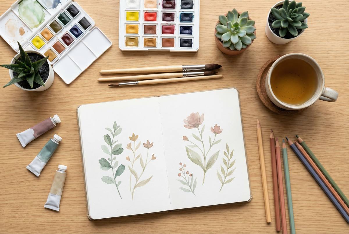 蘑菇影视绘画教程 - 蘑菇影视·水彩花卉绘画视频教程 · 零基础也能画出治愈系花卉